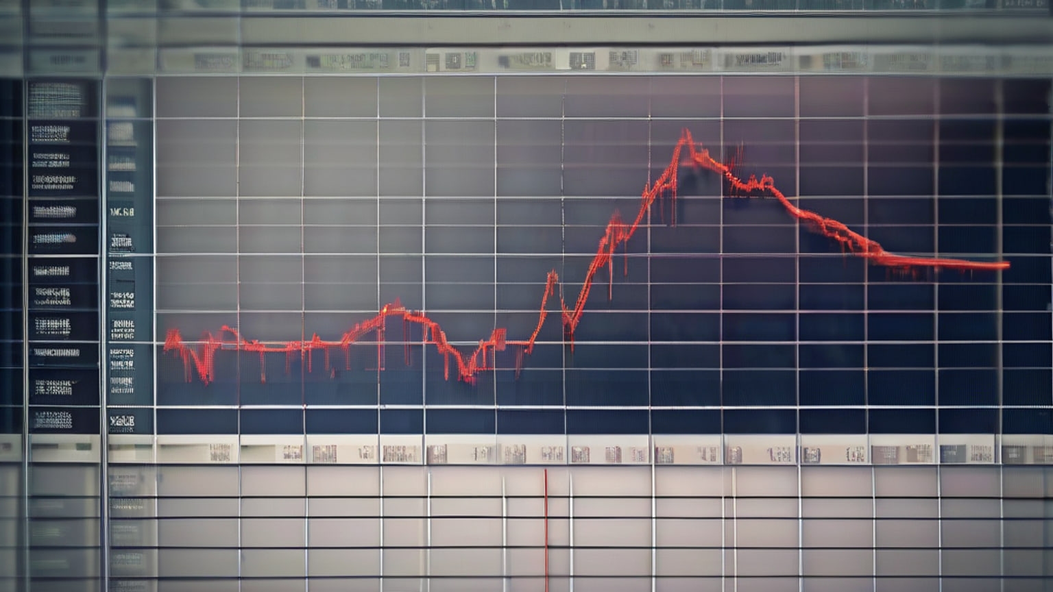A photo of a computer screen displaying a graph of a company's stock price.