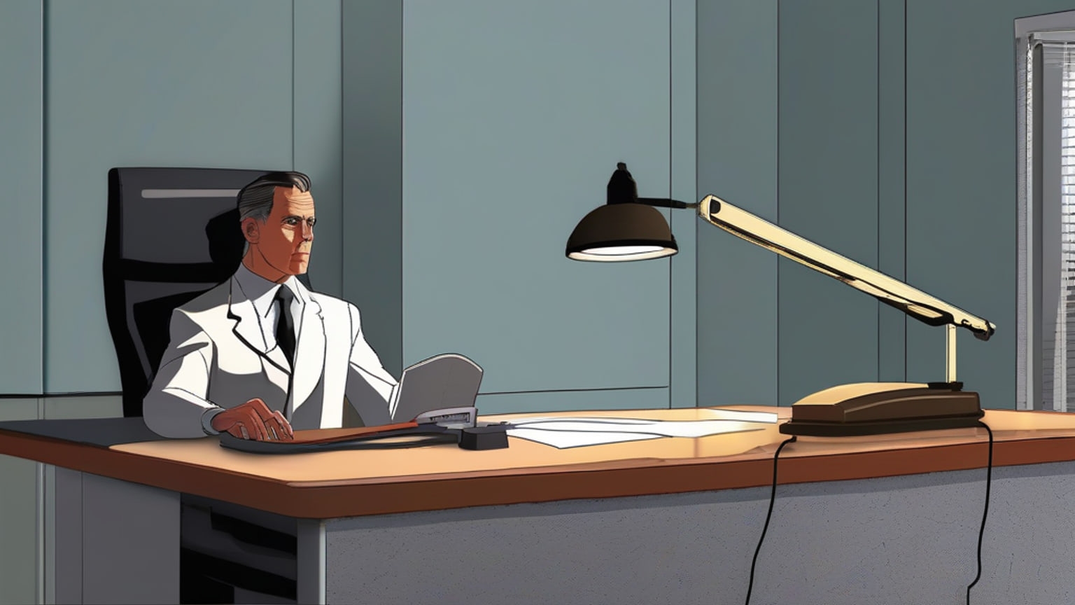 Restrained editorial illustration of an AI agent weighing a full workplace conversation before choosing whether to reply, start a thread, route work, or remain silent.