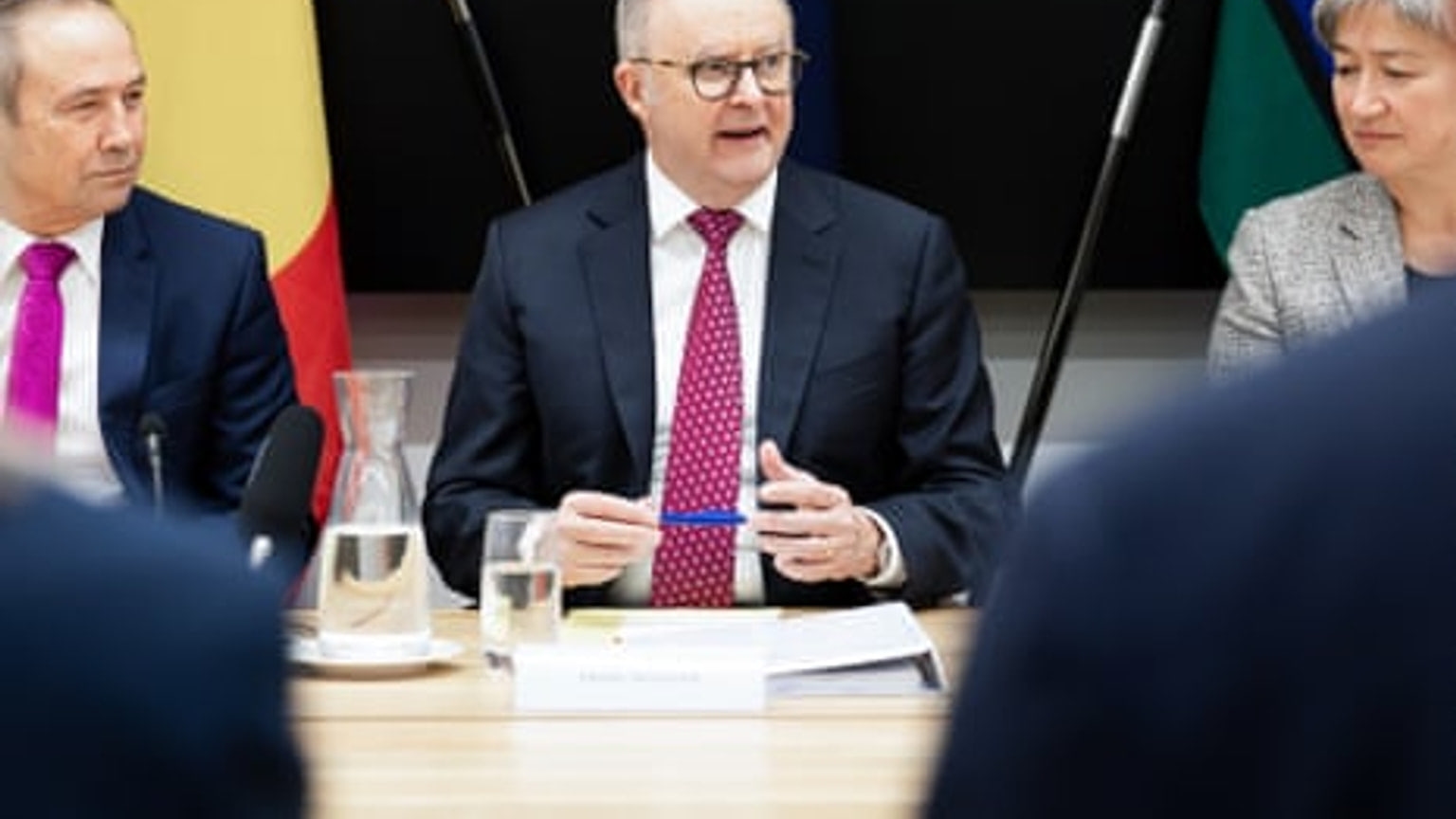 Anthony Albanese at a national cabinet meeting in Perth.