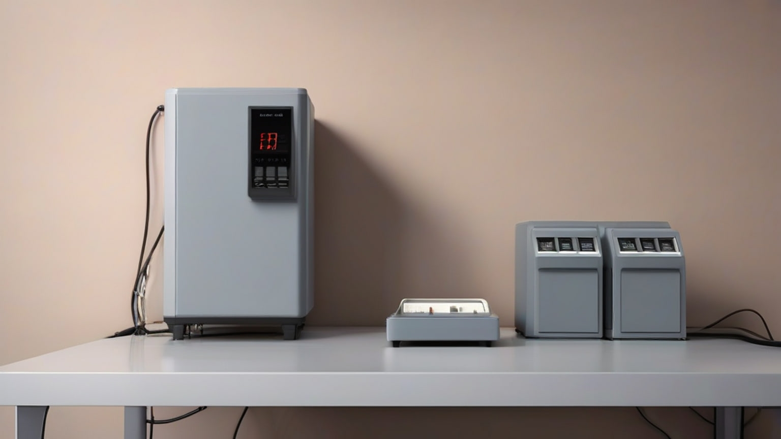 AI-generated editorial illustration accompanying Chosunbiz reports AMD launched calculator for comparing AI costs across cloud and PCs