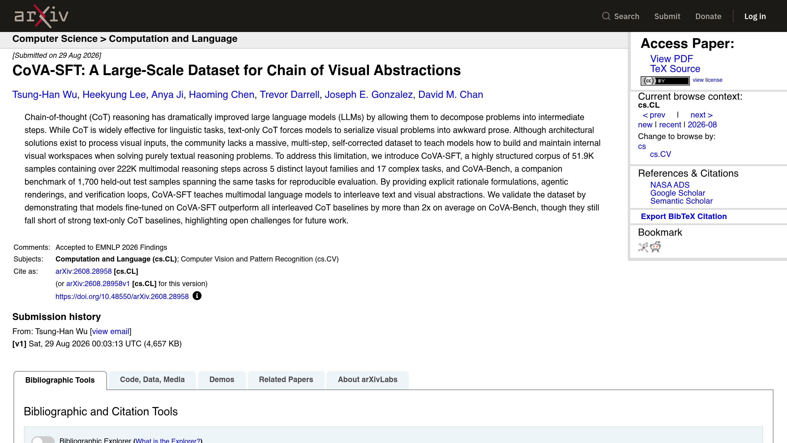 Source-page capture accompanying CoVA-SFT dataset aims to teach multimodal AI to reason through visual abstractions