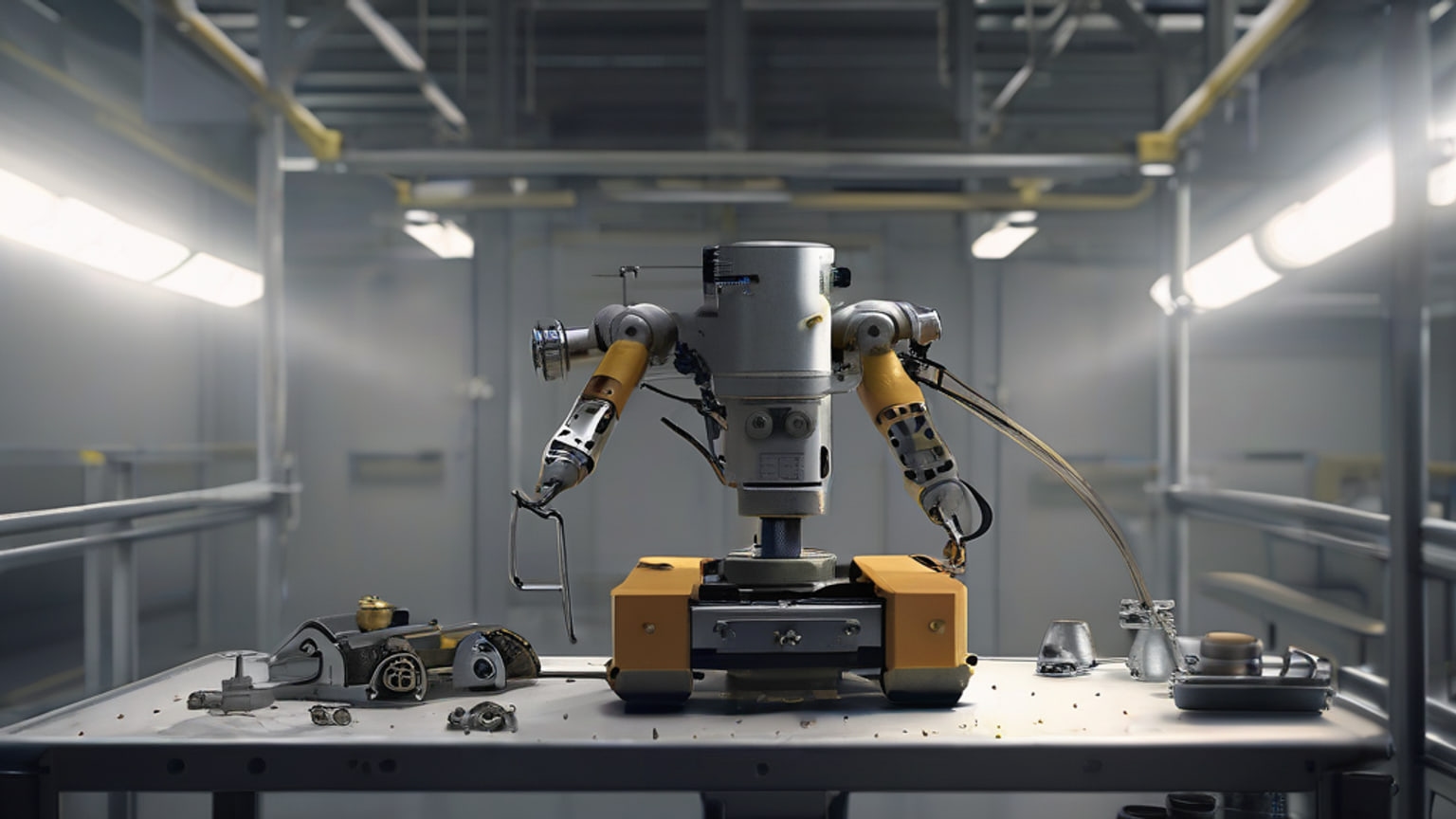 AI-generated editorial illustration accompanying Crypto Briefing reports Skild AI launched S1 robot-learning model