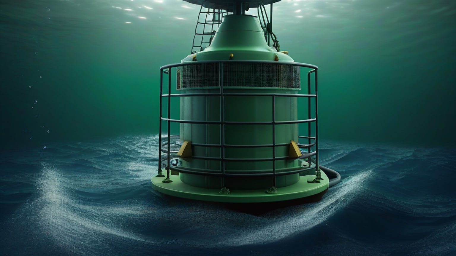 AI-generated editorial illustration accompanying Splash247 reports Kongsberg launches Aegir sonar range with AI virtual operator