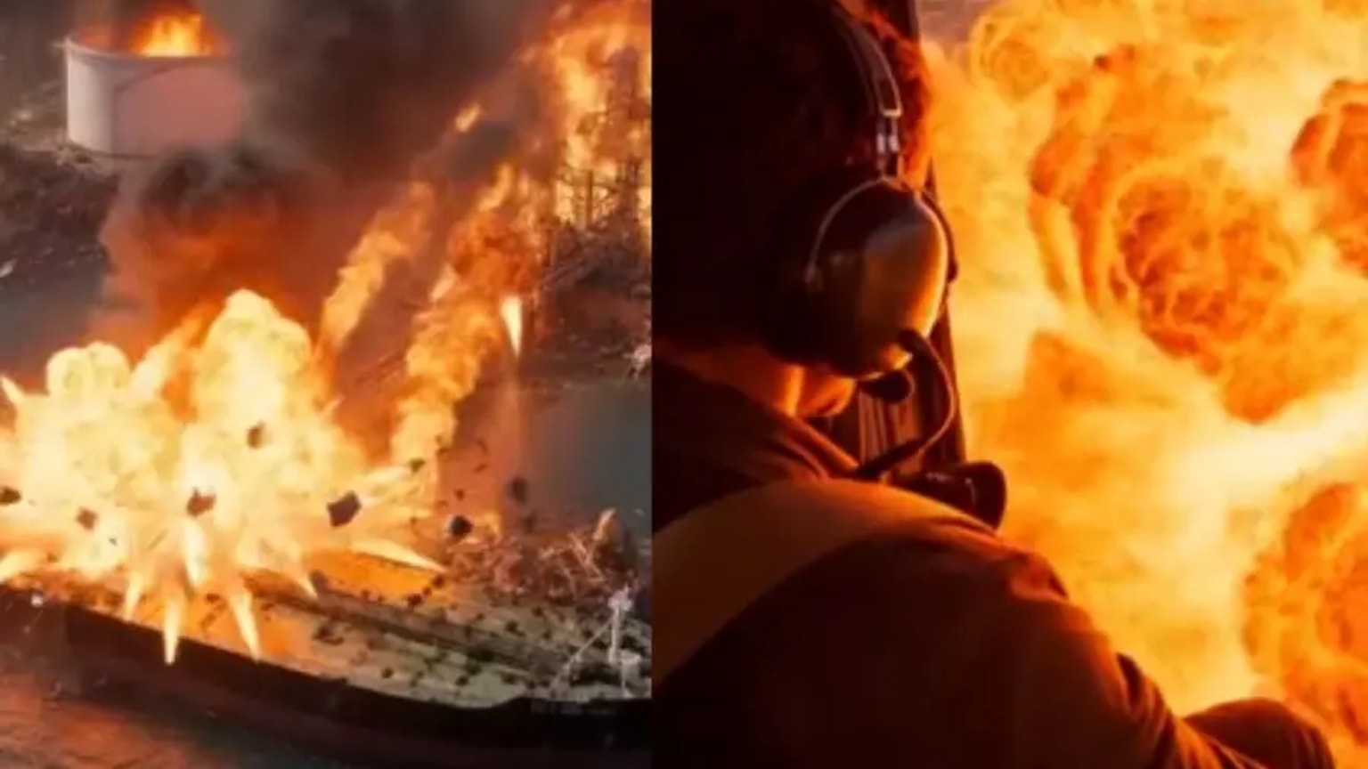 Source-provided image accompanying Mathrubhumi reports Trump posted AI footage depicting Kharg Island explosion amid Iran conflict