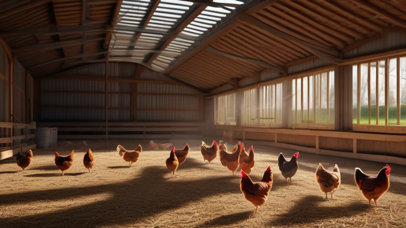 AI-generated editorial illustration accompanying Noble Foods starts UK trial of AI acoustic monitoring for laying hens