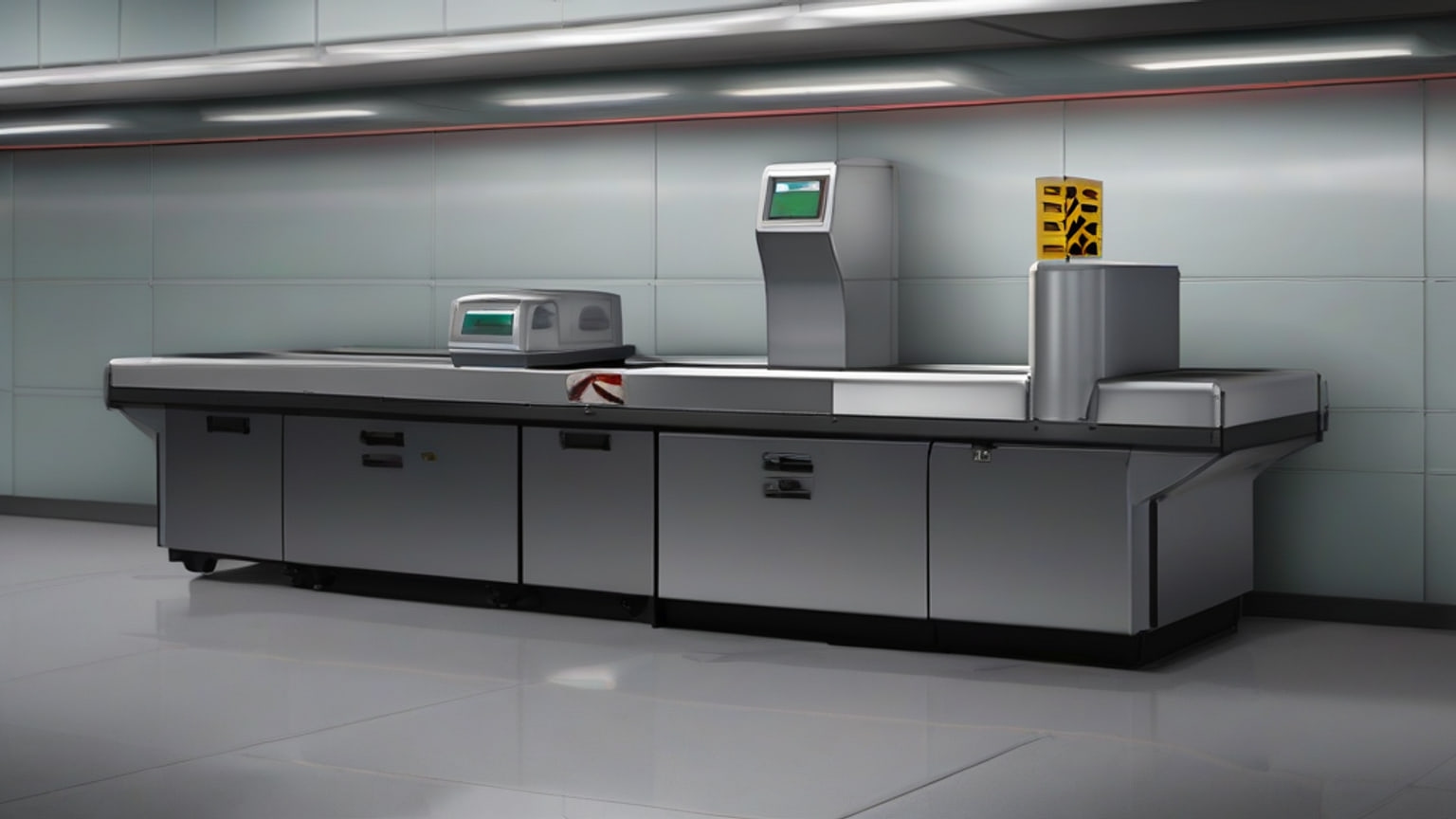 AI-generated editorial illustration accompanying Passenger Terminal Today reports SeeTrue AI deployment at Punta Cana Airport for baggage screening