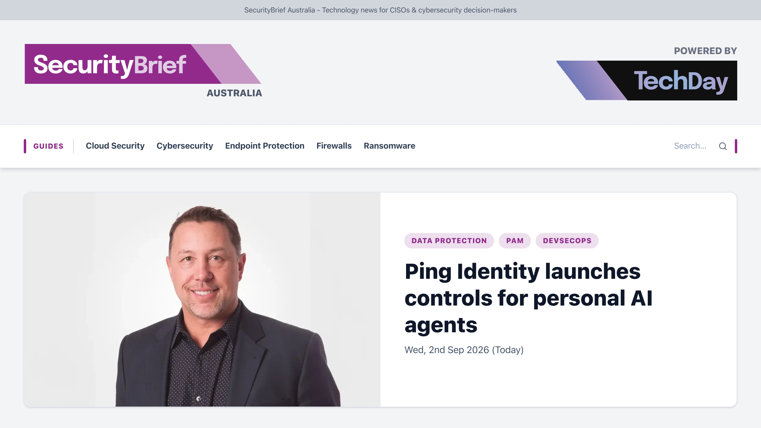Source-page capture accompanying Ping Identity launches controls for personal AI agents