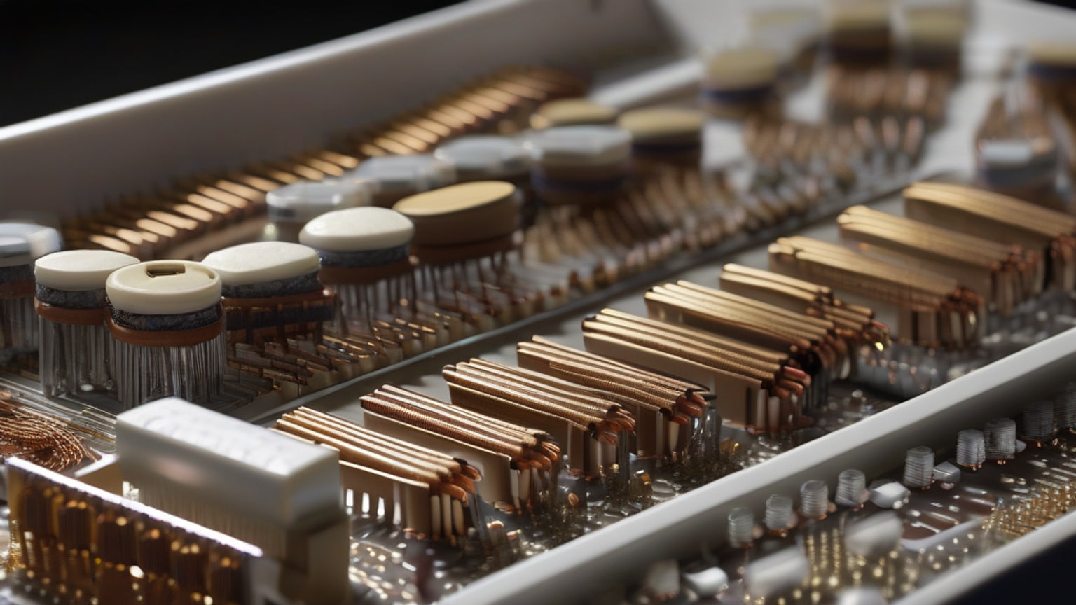 AI-generated editorial illustration accompanying SCMP reports AI server demand is squeezing supplies of MLCC components