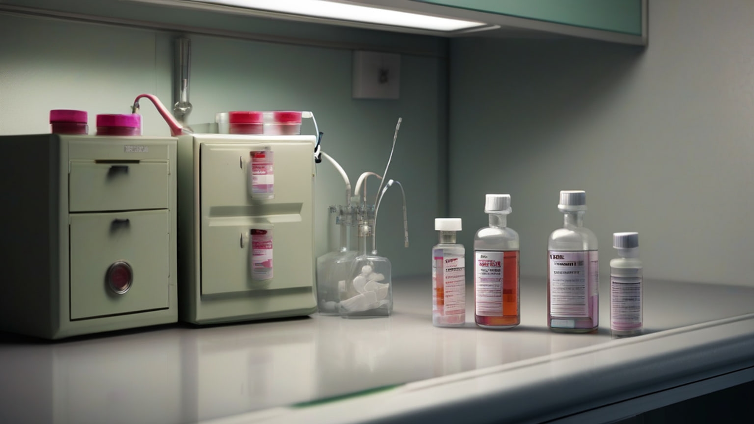 AI-generated editorial illustration accompanying STAT reports hospital drug-diversion alerts were ignored before patient-care failures