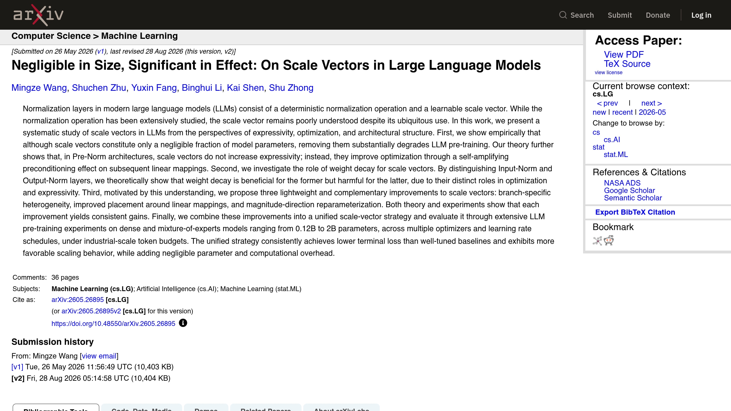 Source-page capture accompanying Study finds tiny scale vectors can materially affect large language model training