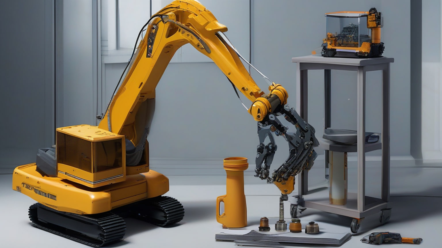 AI-generated editorial illustration accompanying TechCrunch reports physical-AI builders are still in a “GPT-2 era”