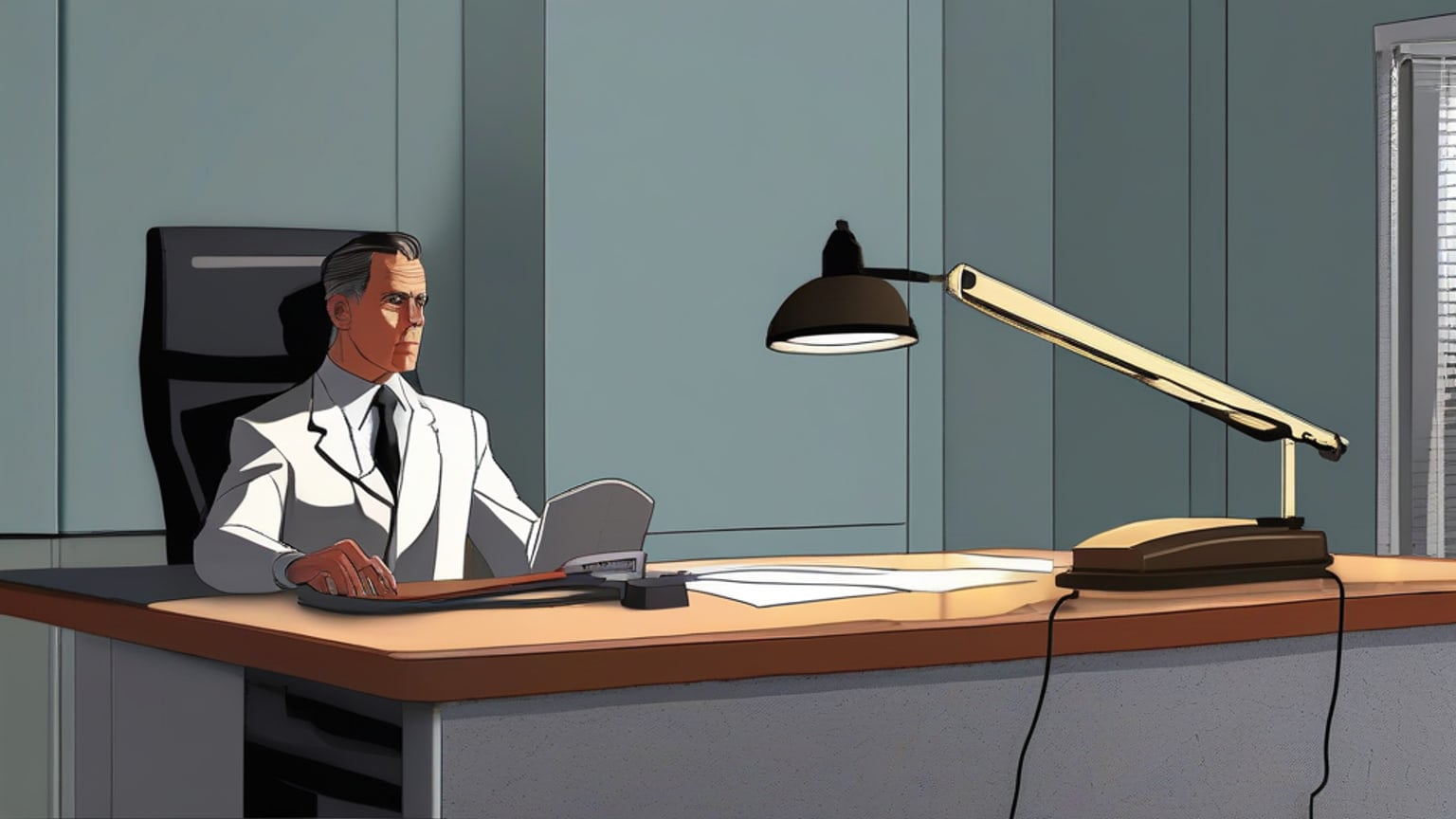 Restrained editorial illustration of an AI agent weighing a full workplace conversation before choosing whether to reply, start a thread, route work, or remain silent.