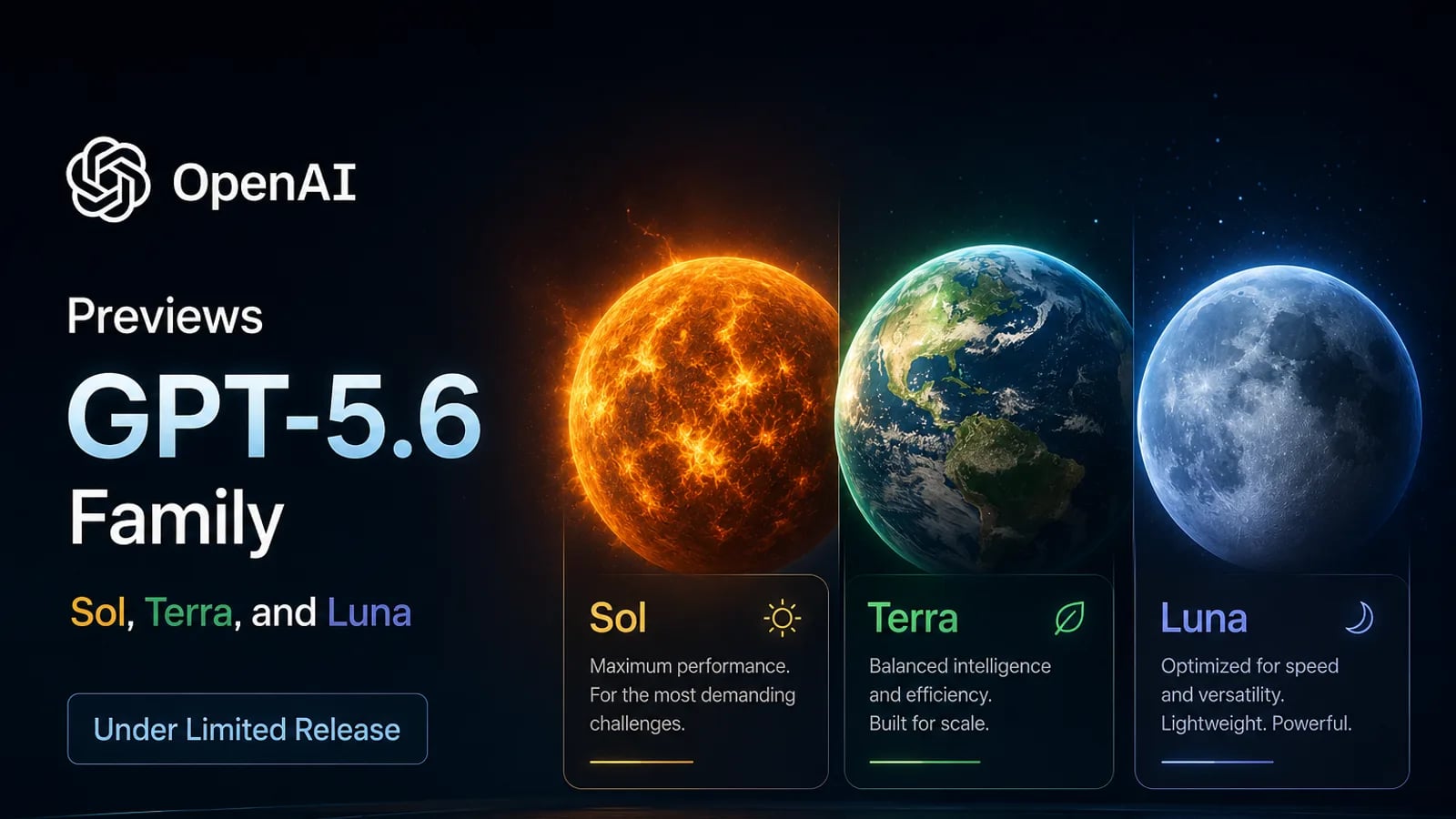 OpenAI Previews GPT-5.6 Family — Sol, Terra, and Luna — Under Limited Release